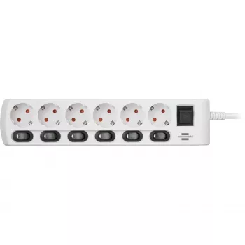 Brennenstuhl 1153110126 Verlängerungskabel 2 m 6 AC-Ausgänge Innenbereich Weiß (1153110126)