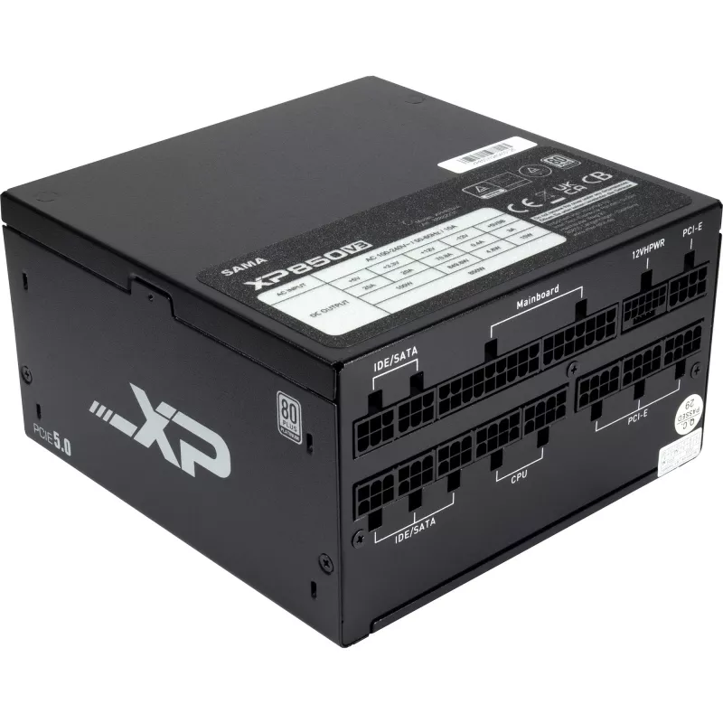 SAMA XPH-850A, PC-Netzteil 1x 12-Pin-Hochleistungs-GPU, 3x PCIe, Kabelmanagement, 850 Watt