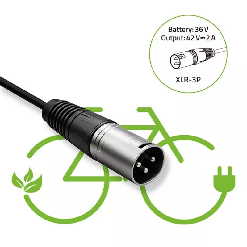 Ladegerät für E-Bike 36V 42V 2A 3P XLR 18mm