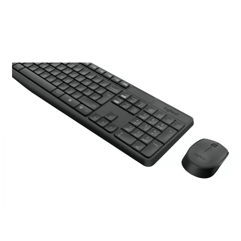 Logitech MK235 Langlebiges kabelloses Tastatur- und Maus-Set in Grau