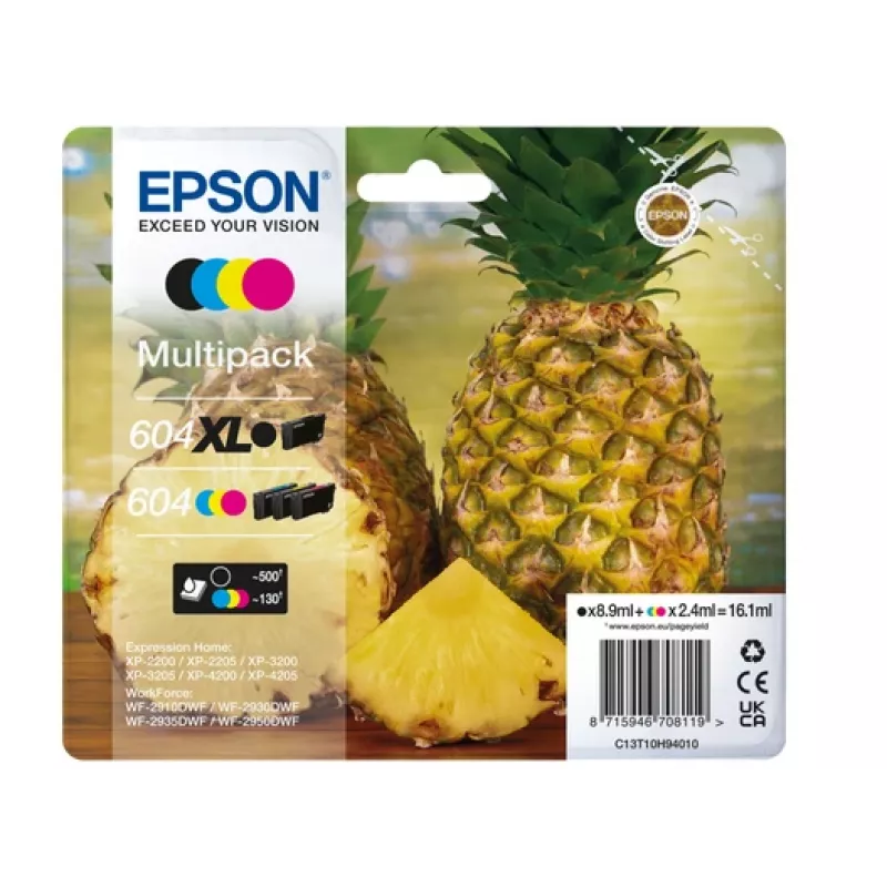 Epson 604XL Tintenpatrone 4 Stück Original Hohe (XL) Reichweite Schwarz, Cyan, Magenta, Gelb