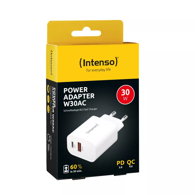 Indoor-Ladegerät Intenso POWER ADAPTER USB-A/USB-C/7803012 Schnellladen 20V