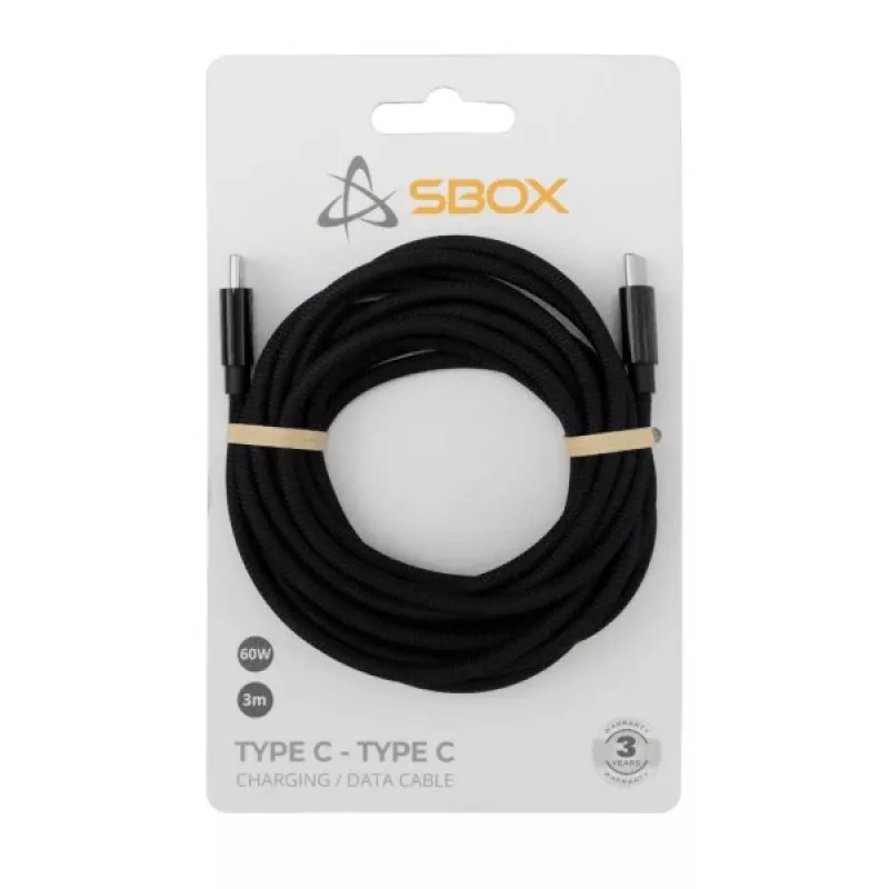 USB-Type-C-Kabel SBOX 3 m, Type-C auf Type-C, schwarz