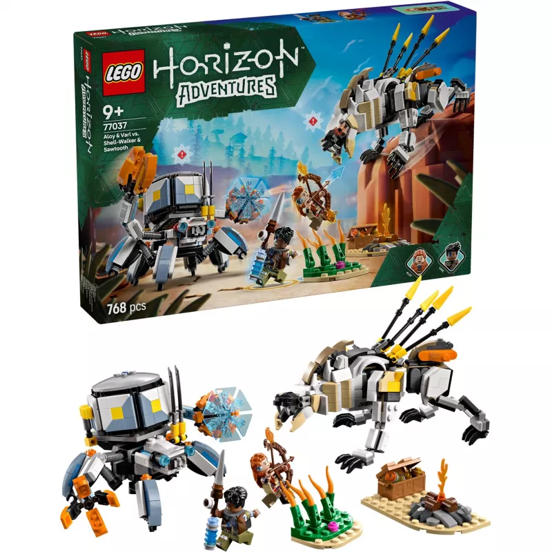 LEGO Set Horizon Adventures 77037 – Aloy und Varl vs. Shell-Walker und Sawtooth, 768 Teile, 2 Minifiguren
