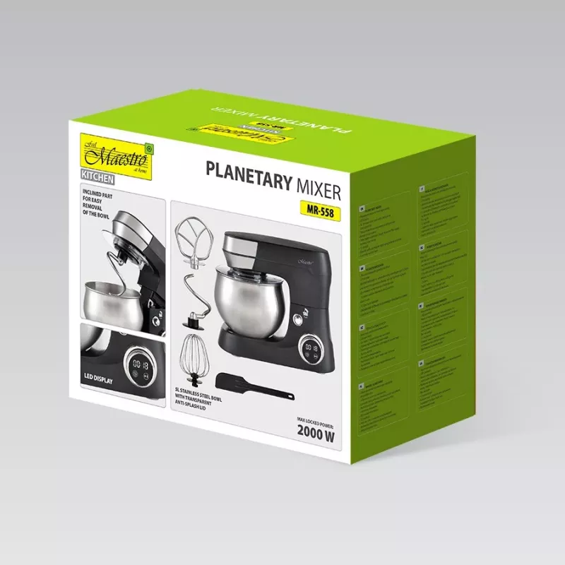 Feel-Maestro MR-558 Planetenrührwerk mit 5 l Schüssel, 2000 W Schwarz