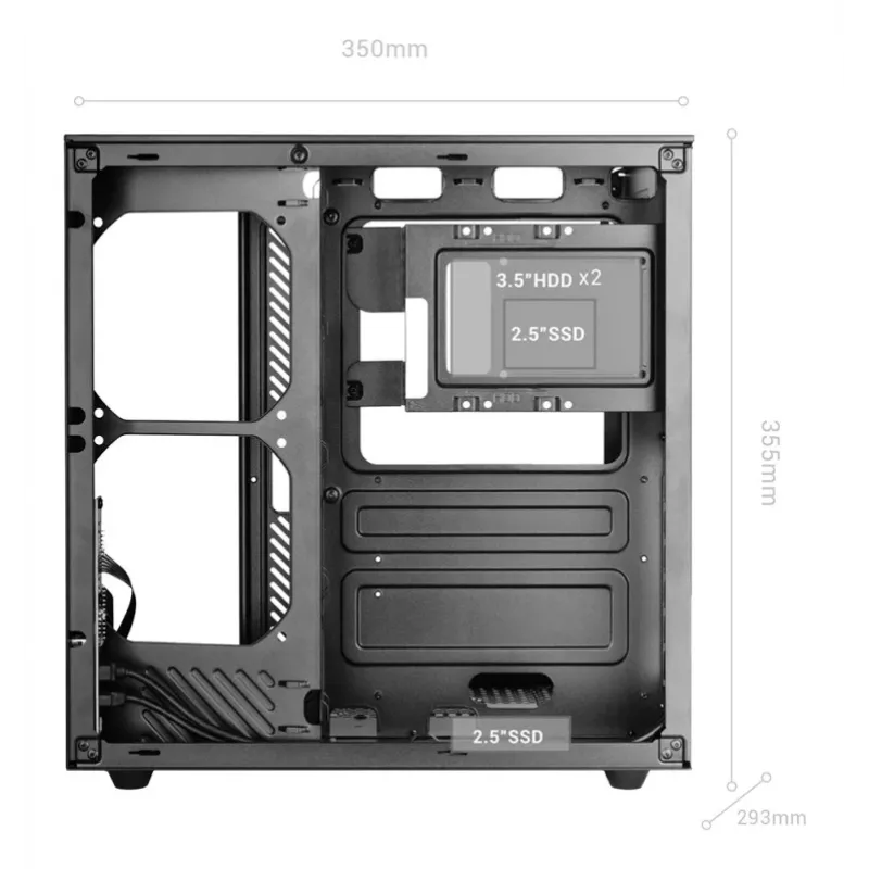 PC Midi Tower Gehäuse TACENS Mars Gaming MC-INFINIOLITE, Schwarz, Temperglas, unterstützt ATX/Micro-ATX/Mini-ITX, 120 mm Lüfter