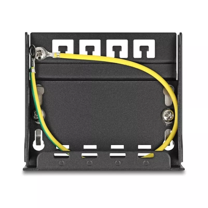 DELOCK Blindabdeckung 4-Port für Keystone-RJ-Module, schwarz, Metall – Tisch-/Wand-/Hutschienenmontage
