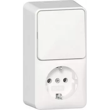 GIRA SCHUKO-Steckdose 417613 Kombination Schalter vertikal Aufputz RW (417613)