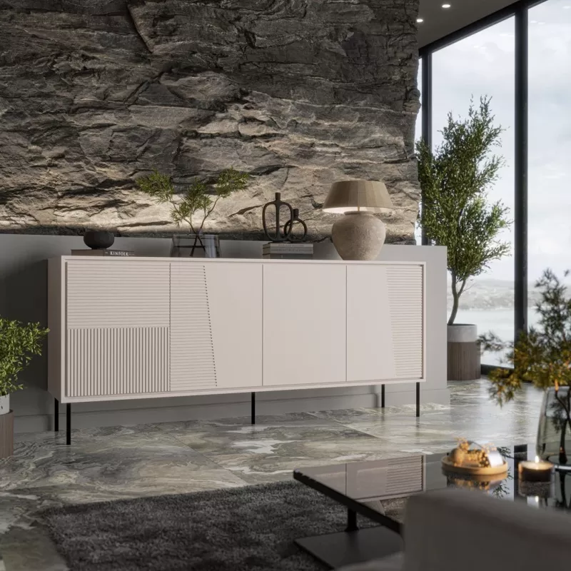 4D Kommode ABI 200x45x88 Kaschmir matt