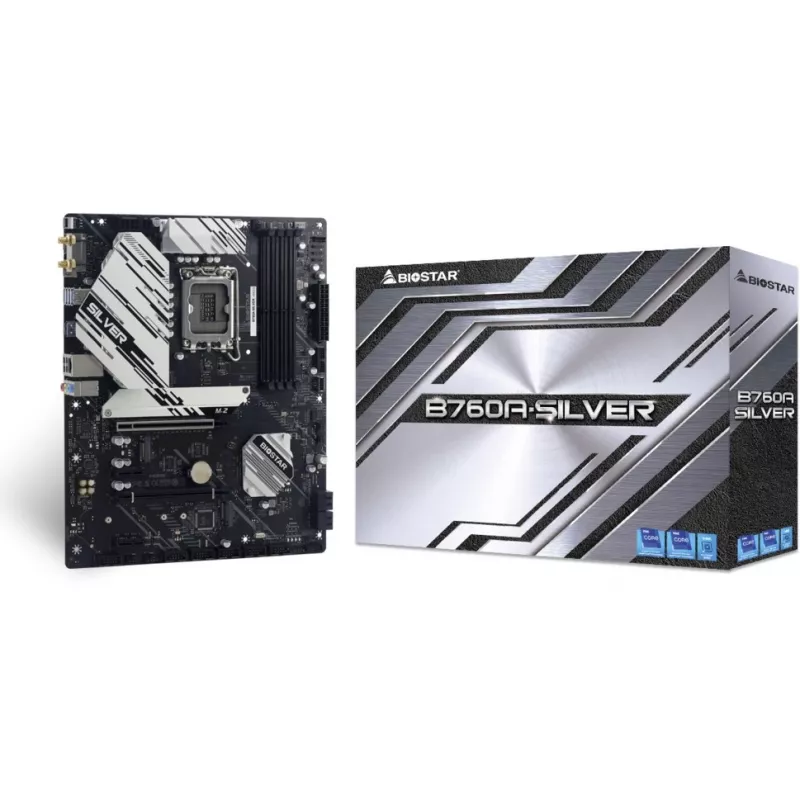 Biostar B760A-SILVER Mainboard, Intel B760, LGA 1700, ATX, DDR5