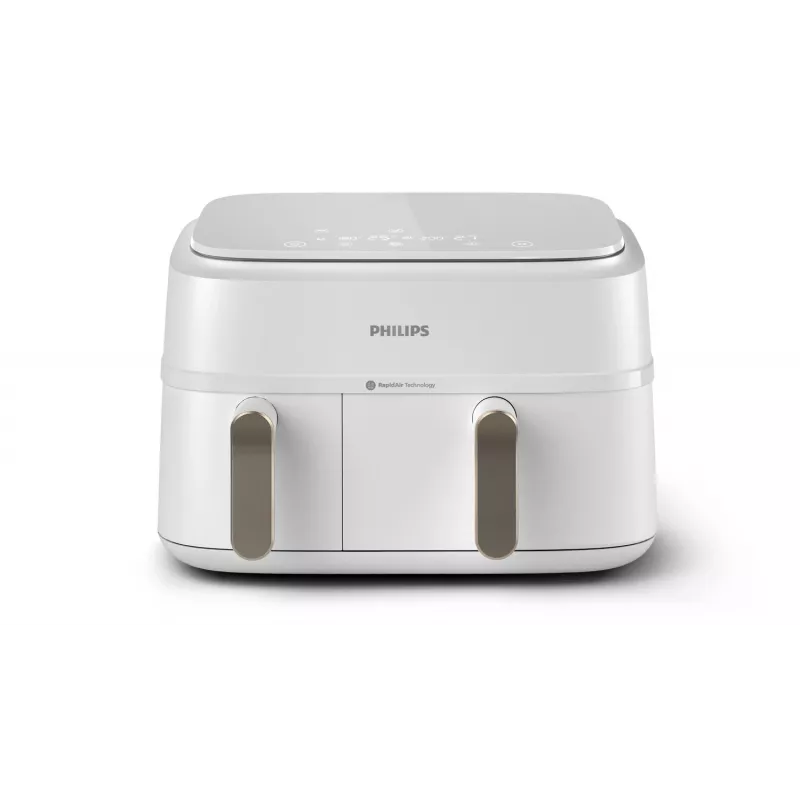 Philips 3000 series NA353/10 Fritteuse Doppelt 9 L Standgerät 2750 W Heißluftfritteuse Silber, Weiß