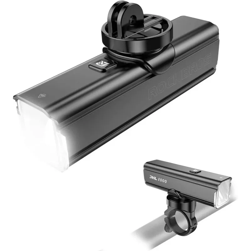 Rockbros RHL1000 24610002001 1000 lm Front-Fahrradlicht + USB-C auf USB-A Kabel, schwarz