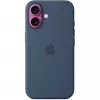 Silikon Hülle Apple iPhone 16 MagSafe Denim Hülle Blau 6.1 Zoll