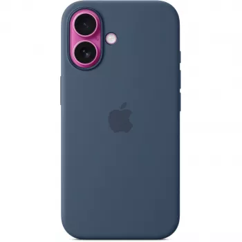 Silikon Hülle Apple iPhone 16 MagSafe Denim Hülle Blau 6.1 Zoll