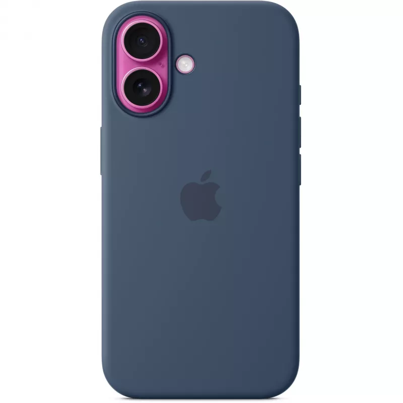 Silikon Hülle Apple iPhone 16 MagSafe Denim Hülle Blau 6.1 Zoll