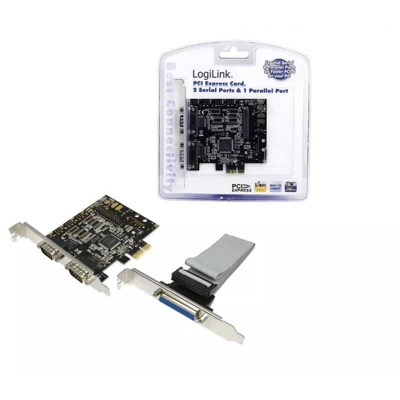 Interne PCIe-Schnittstellenkarte LOGILINK PC0033 mit seriellen und parallelen Ausgängen, NetMOS-Chipsatz