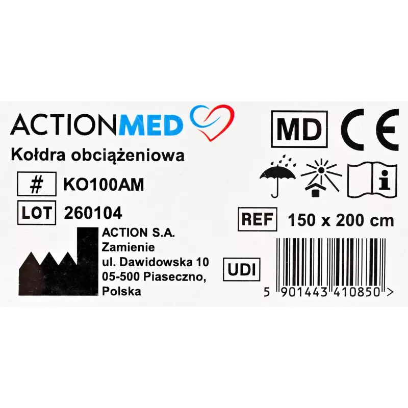Gewichtsdecke ActionMed KO100AM — therapeutische Schlafhilfe, Druckdecke