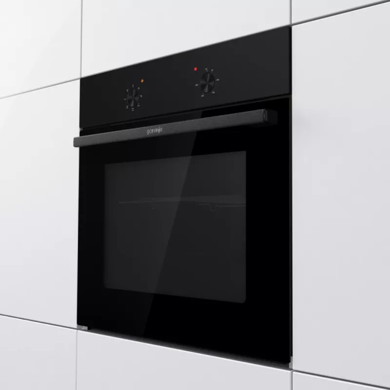 Gorenje Backofen | BO6615E01B | 60 L | Elektrisch | EnamelClean | Druck-Kipp-Tasten | Höhe 59,5 cm | Breite 59,5 cm | Schwarz