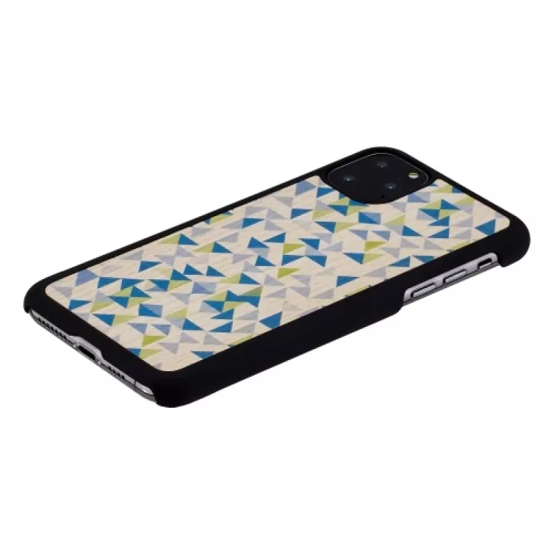Smartphone-Hülle man and wood für iPhone 11 Pro Max – Blaues Dreieck, schwarze Schutzabdeckung