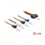 Stromkabel DELOCK SATA 15-polig auf 4×2-poligen Lüfter (12 V / 7 V / 5 V), 20 cm