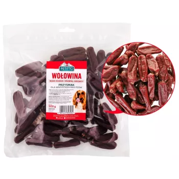 PETITTO Soft Rinderwürstchen 500 g – weiche Trainings-Snacks, 33 % Protein, 4 % Fett, gluten- und zuckerfrei