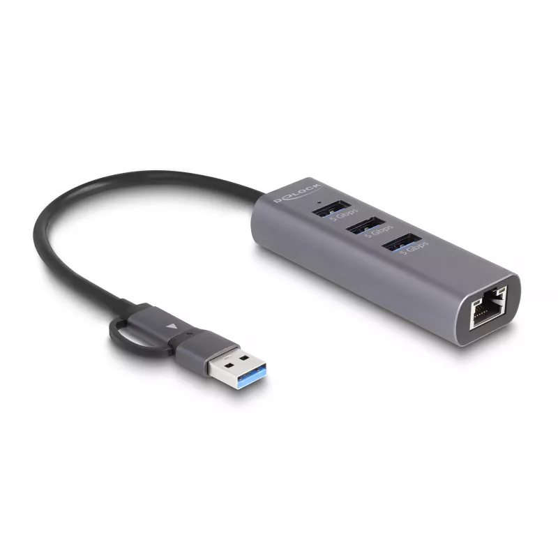 DeLOCK 64282 Laptop-Dockingstation & Portreplikator Kabelgebunden USB 3.2 Gen 1 (3.1 Gen 1) Type-C Grau (64282)
