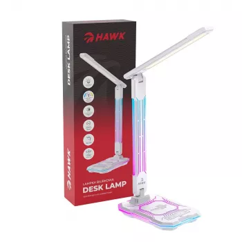 Tischleuchte Hawk HW-LAMP04 Weiß LED verstellbar, weiße Oberfläche, verstellbarer Kopf und Arm