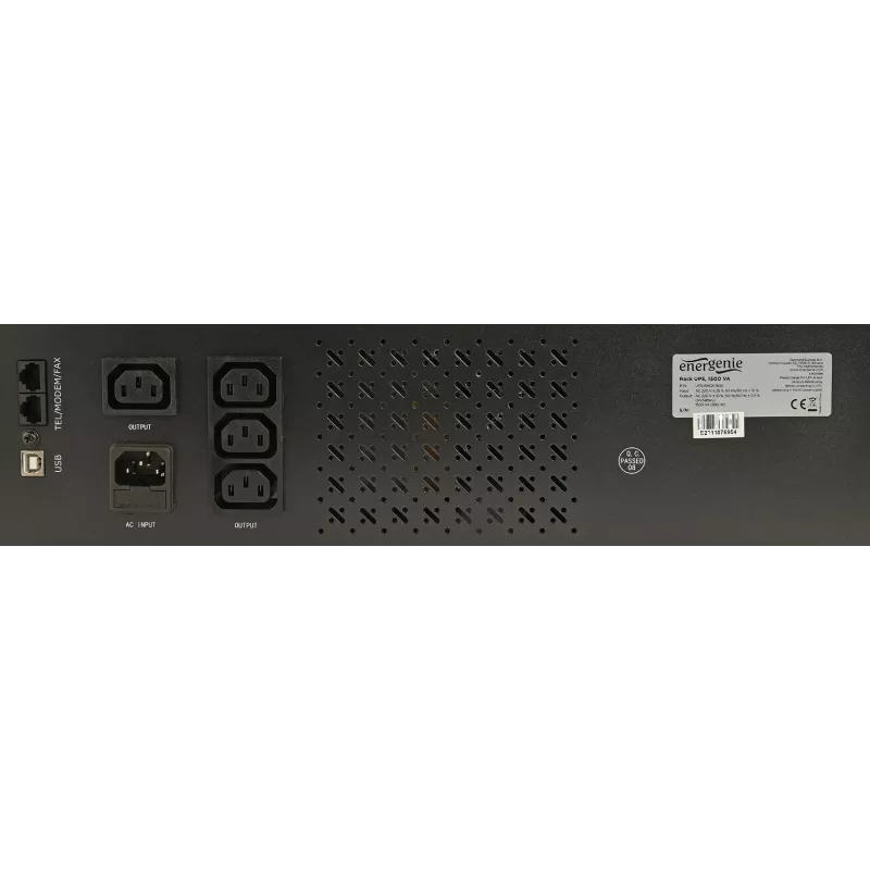 Gembird - USV Rack 19'' 3,4U 1500VA, 4x IEC 230V Ausgang, IEC14 Eingang, RJ11, USB, LCD Line-Interactive 1,5 kVA 900 W 4 Steckdosen