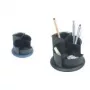 helit Multi-Pen Cup Linear, 4 Fächer, drehbar, schwarz aus Polystyrol, rund, Durchmesser: 150 mm, Höhe: 112 mm (H6390595)