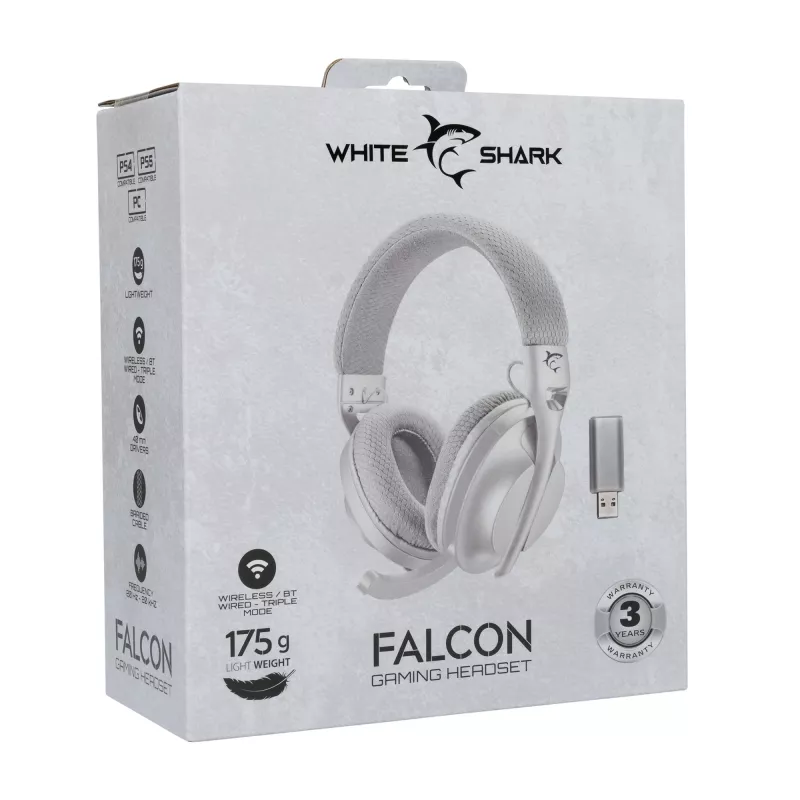 Kopfhörer White Shark WGH-2441 Falcon Weiß/Grau