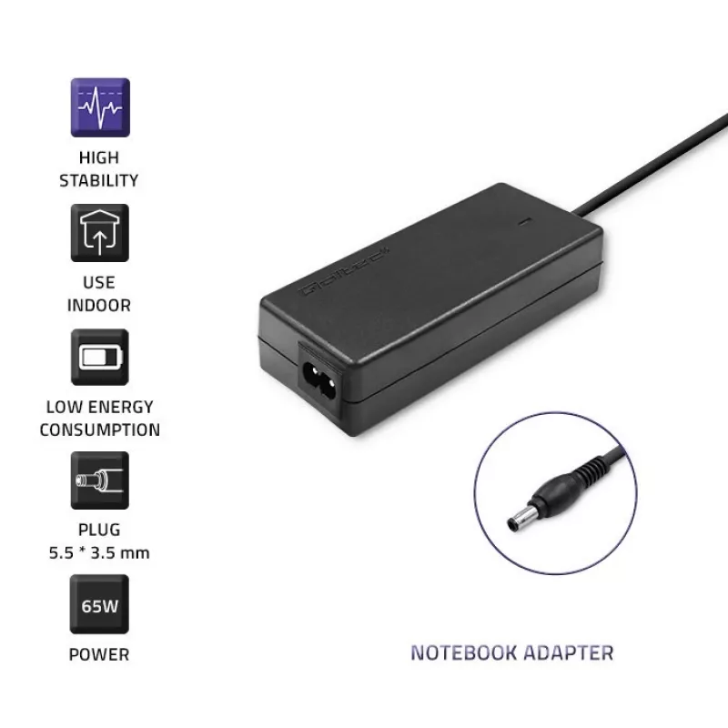Qoltec 50015.60W Netzteil für Samsung | 60W | 19V | 3,15A | 5,5*3,5+Pin | inkl. Netzkabel