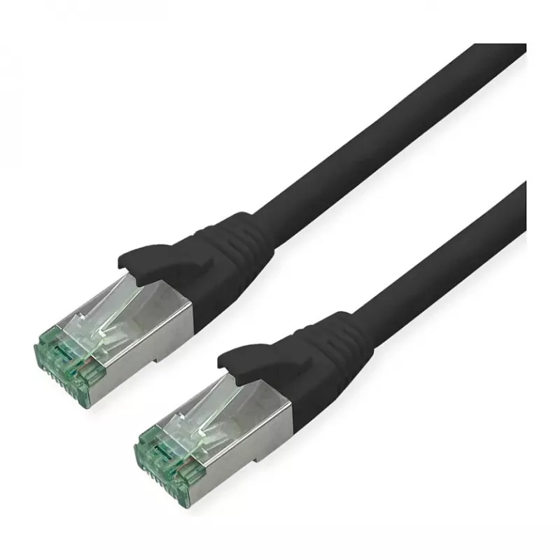 ROLINE RM Patchkabel Cat.6A S/FTP (PiMF), schwarz, 1 m