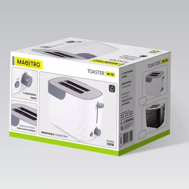 Toaster Maestro MR-706-White, 2-Scheiben, weiß