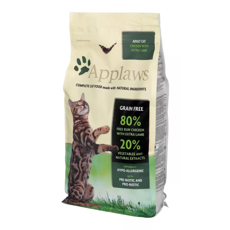 Trockenfutter für Katzen Applaws Adult Chicken & Lamb 2 kg — getreidefrei, 36 % Protein, 16 % Fett
