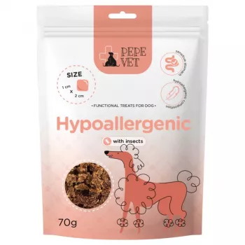 Trockenfutter für Hunde PAKA ZWIERZAKA Pepe VET Hypoallergenic Insect 70 g — Trainingsleckerli, Protein 16%, Fett 12%