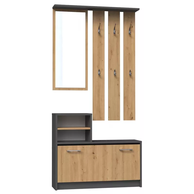 Garderobenschrank top e shop GAR ANT/ART mit 1 Drehtür, 850×240×1600 mm