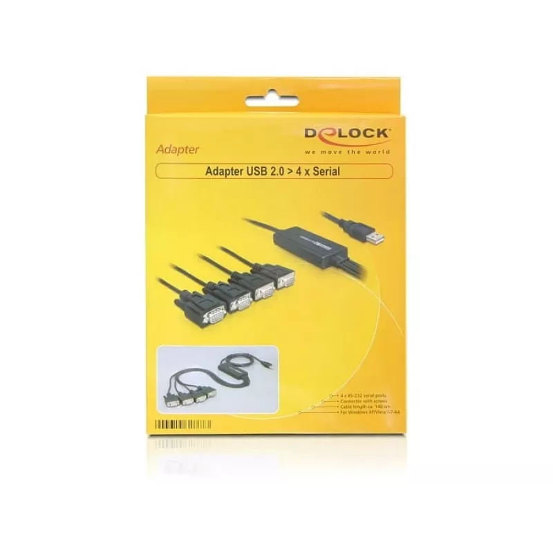 DeLock USB2.0 > 4 x Seriell Adapter - Seriell Adapter - USB - RS-232 x 4 (61887)