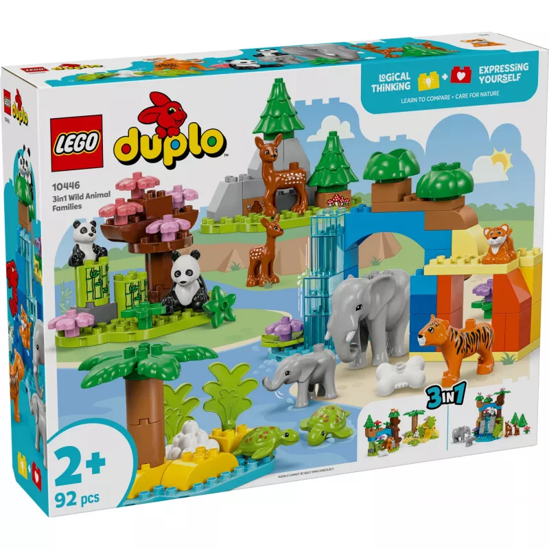 LEGO DUPLO Town Wilde Tierfamilien 3-in-1 Spielset 10446 – 92 Teile, ab 2 Jahren, 200×220×340 mm
