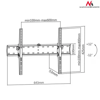 Maclean Mc-668 Wandhalterung neigbar, bis 40 kg, VESA 100x100 bis 600x400