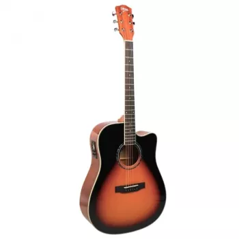 Elektroakustische Gitarre V-tone VEAG1 CE 4/4 Holz — Full-Size-Dreadnought, Cutaway, Fichtendecke, Mahagoni-Boden & -Zargen, eingebauter Vorverstärker