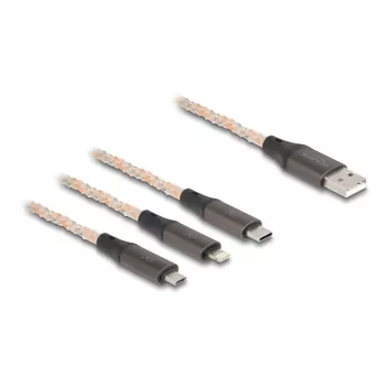 DeLOCK USB-Kabel 1,2 m USB 2.0 USB A USB C/Micro-USB B/Lightning Transparent