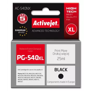 Activejet AC-540NX Tinte für Canon Drucker (Ersatz für Canon PG-540XL) Supreme, 25 ml, schwarz
