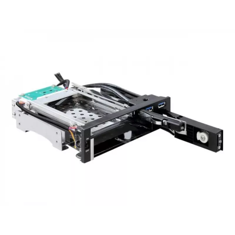 DeLOCK 5,25 Mobile Rack für 1 x 2,5 + 1 x 3,5 SATA HDD + 2 x USB3.0 Ports - mobiles Speicher-Rack - 6,4 cm, 8,9 cm (2.5, 8,90cm (3.5)) (47209)