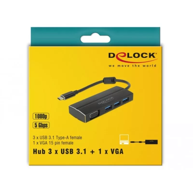 Laptop Dock DeLOCK 63932 USB 3.2 Gen 1 Type-C Schwarz