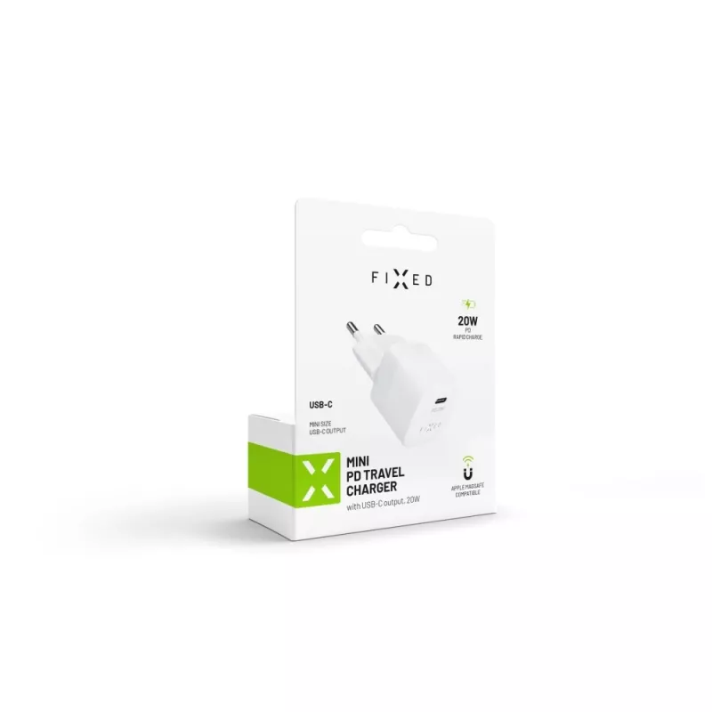 Tragbares USB-C-Reiseladegerät FIXED FIXC20M-C-WH 20W kompaktes Design