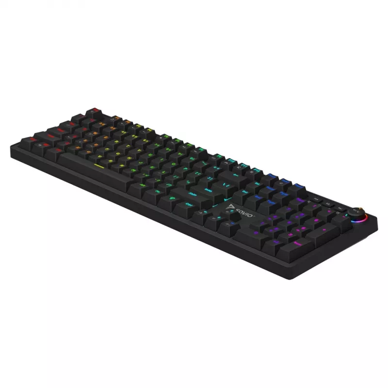 Gaming-Tastatur SAVIO STYX BROWN – mechanische Outemu Brown, QZERTY US International, RGB, USB, Full-Size 104 Tasten, schwarz