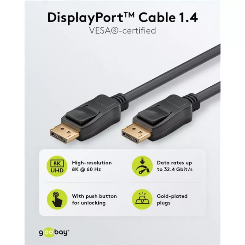 DisplayPort-Kabel Goobay 74777 1 m Schwarz G-Sync FreeSync