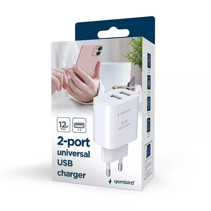Innenladegerät Gembird TA-UC-2A12-01-BK 2A 12W USB