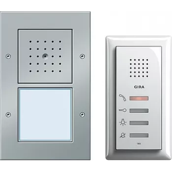 Gegensprechanlage/Außenstation Gira 049543 — Kabelgebunden IP44, Aluminium und Weiß, Aluminium/Thermoplast, AC/DC