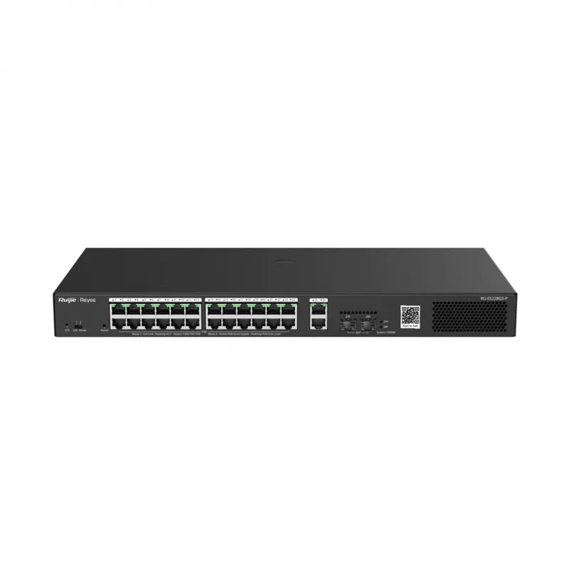 Managed Switch RUIJIE RG-ES228GS-P — 26x Gigabit RJ-45, 24x PoE-Ports, 370W PoE-Budget, 2x SFP, Metall-Rackmontage
